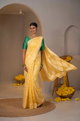 Gulnari Lattice Silk Saree - Keya Studio