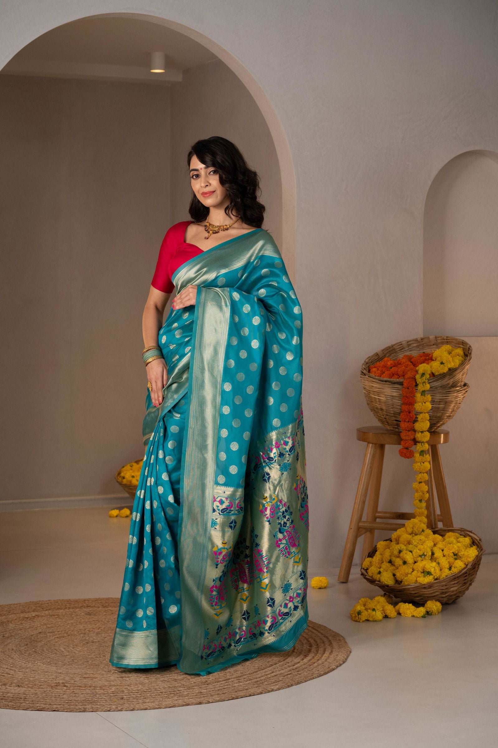 Polka Kanthila Zari Silk Saree - Keya Studio