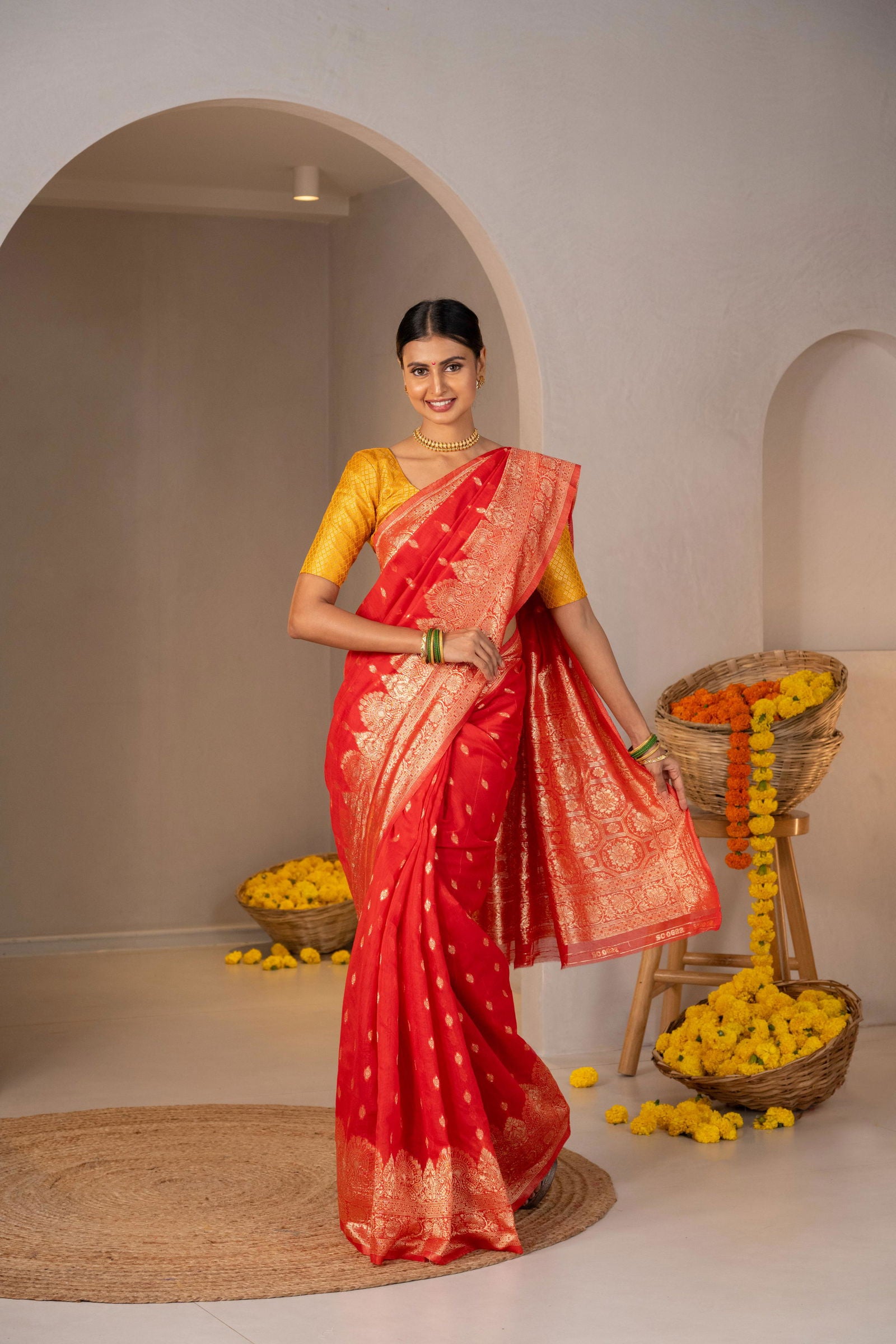 Pushpanjali Zari Cotton Saree - Keya Studio