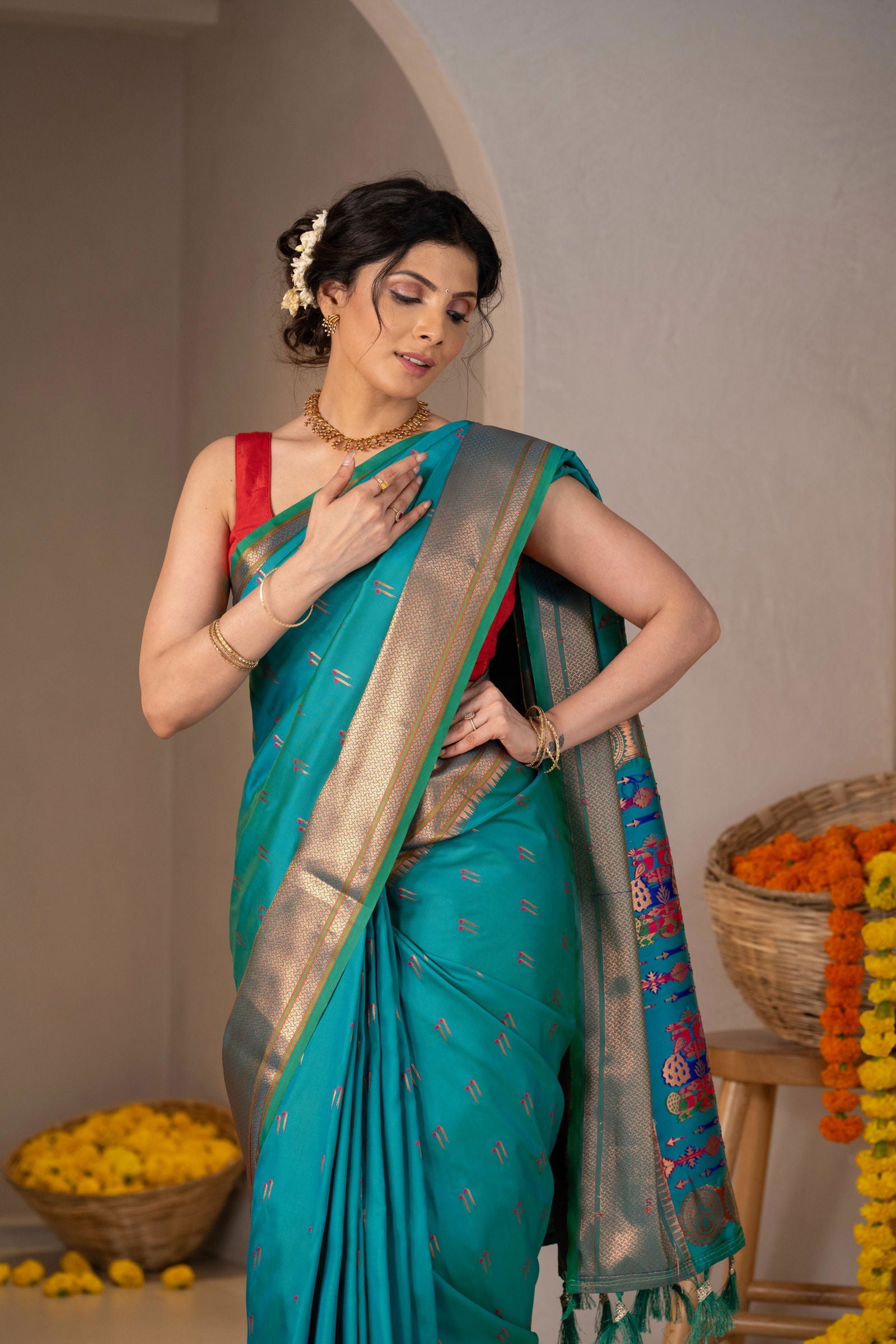 Pushpavalli Zari Silk Saree - Keya Studio
