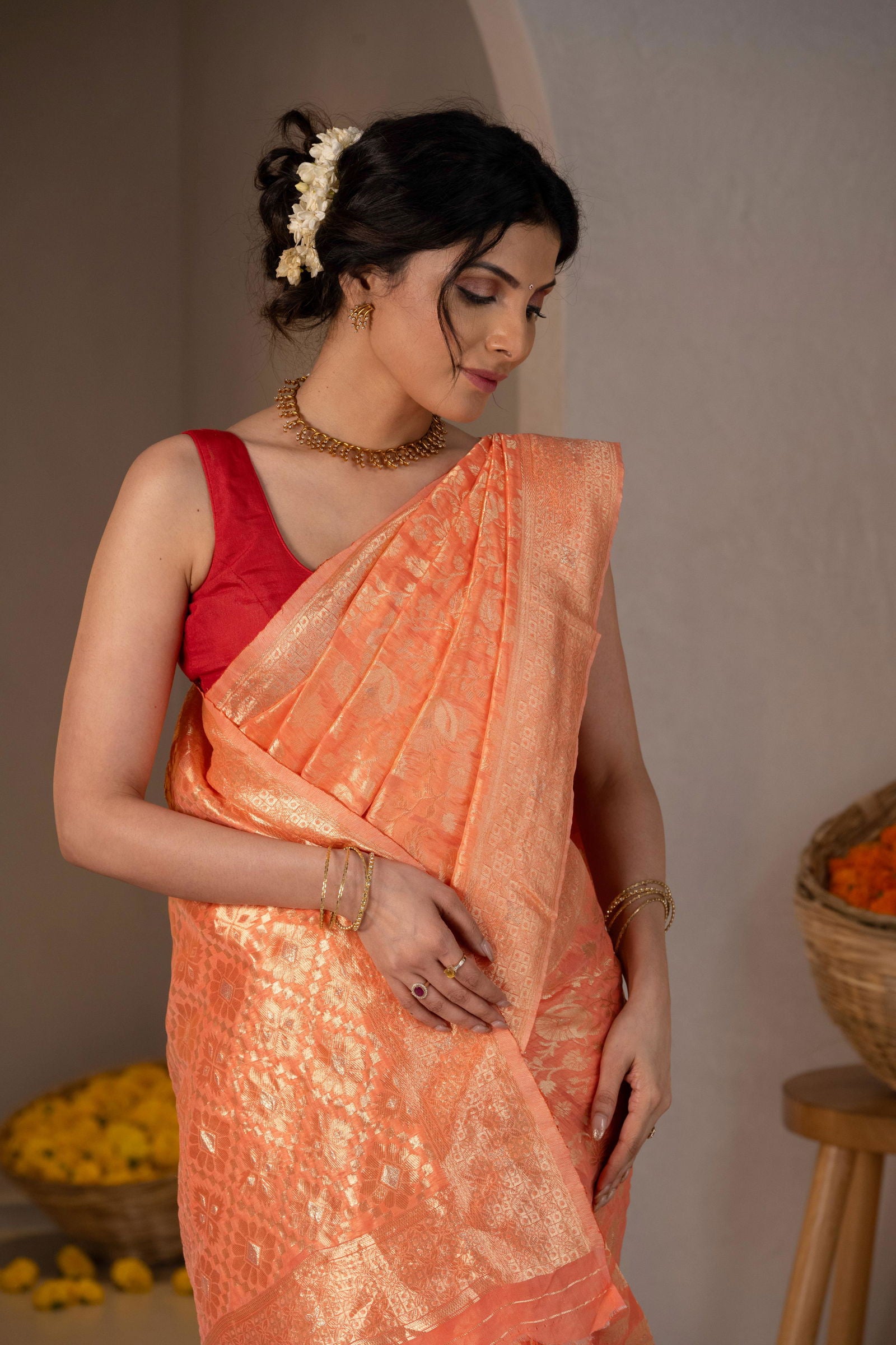 Muktavali Zari Cotton Saree - Keya Studio