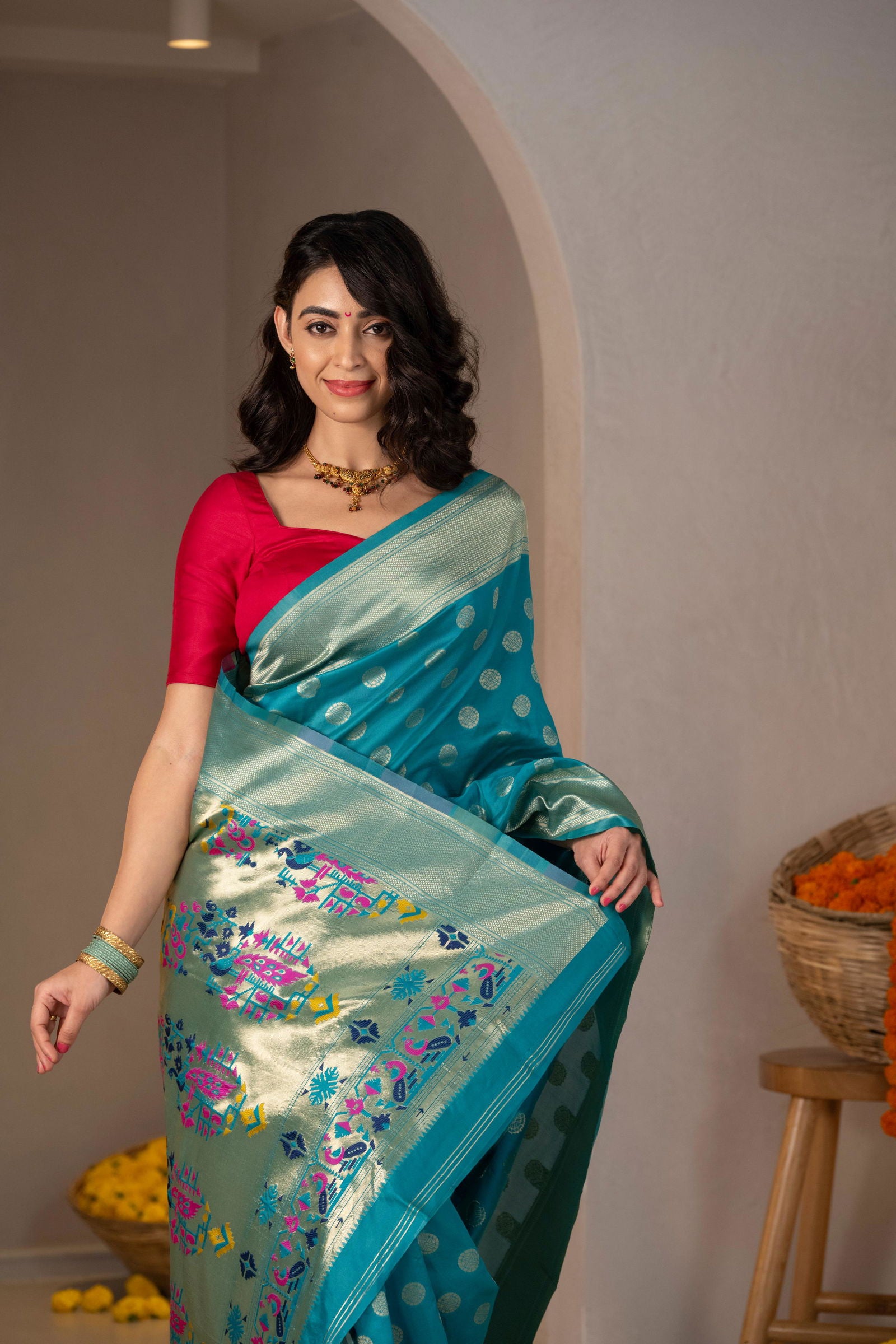 Polka Kanthila Zari Silk Saree - Keya Studio
