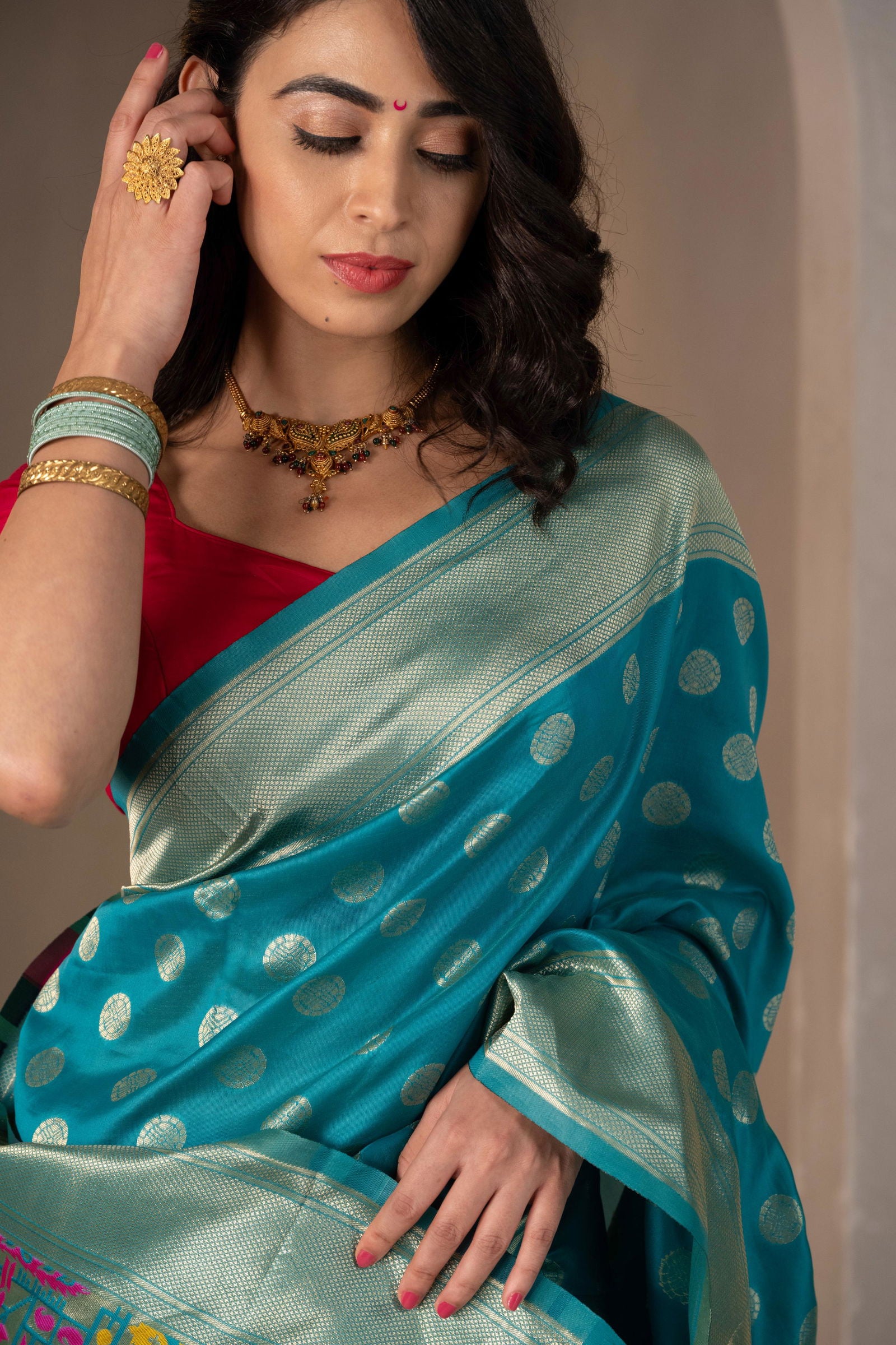 Polka Kanthila Zari Silk Saree - Keya Studio