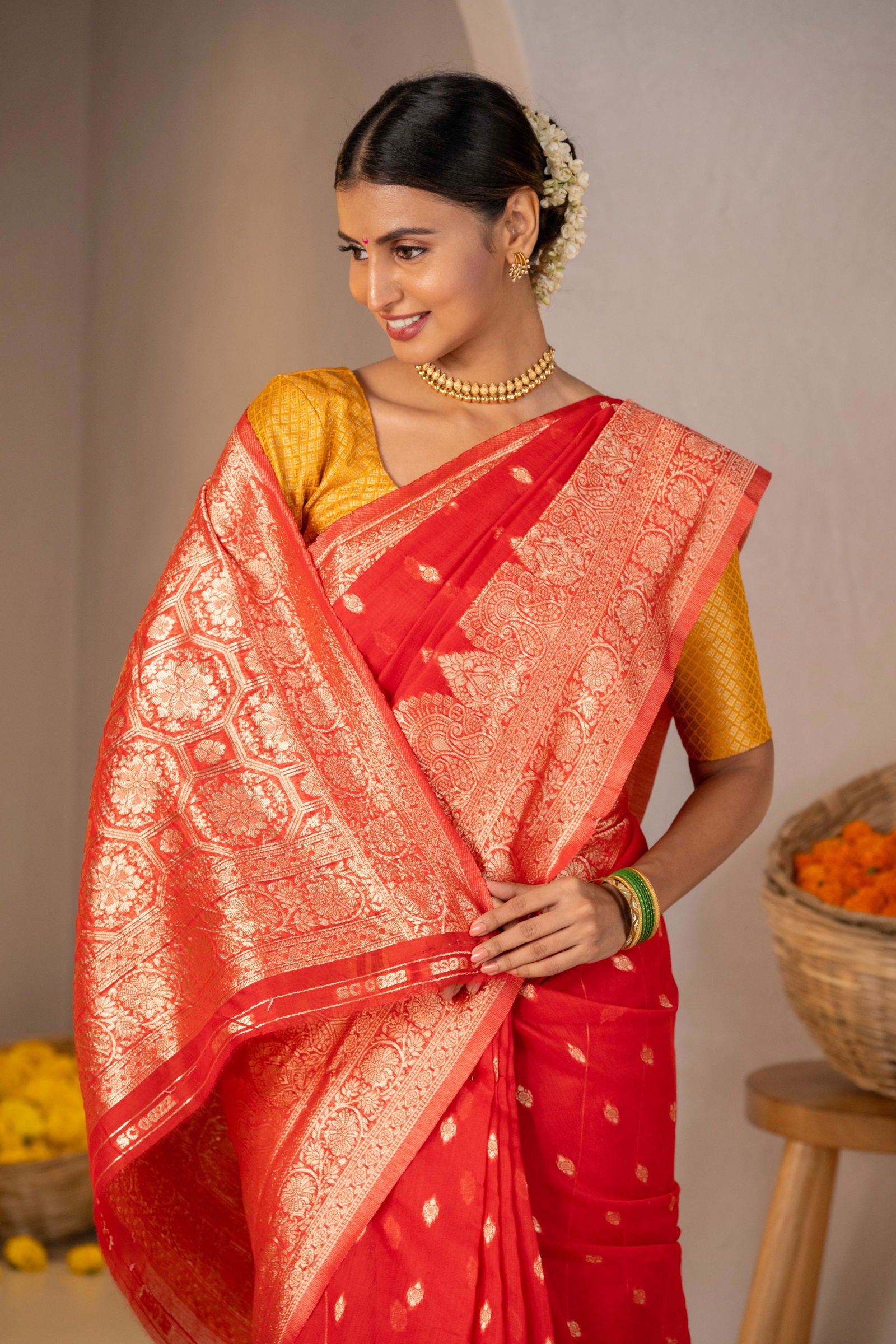 Pushpanjali Zari Cotton Saree - Keya Studio