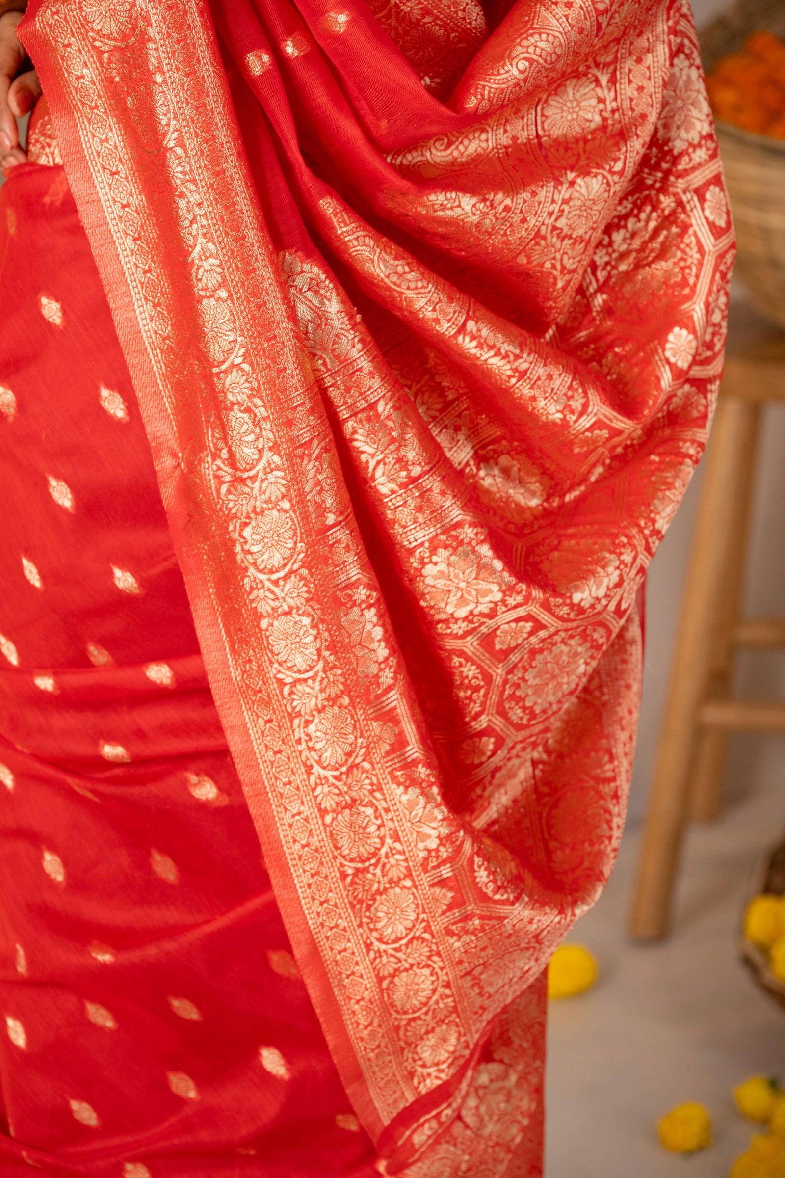 Pushpanjali Zari Cotton Saree - Keya Studio