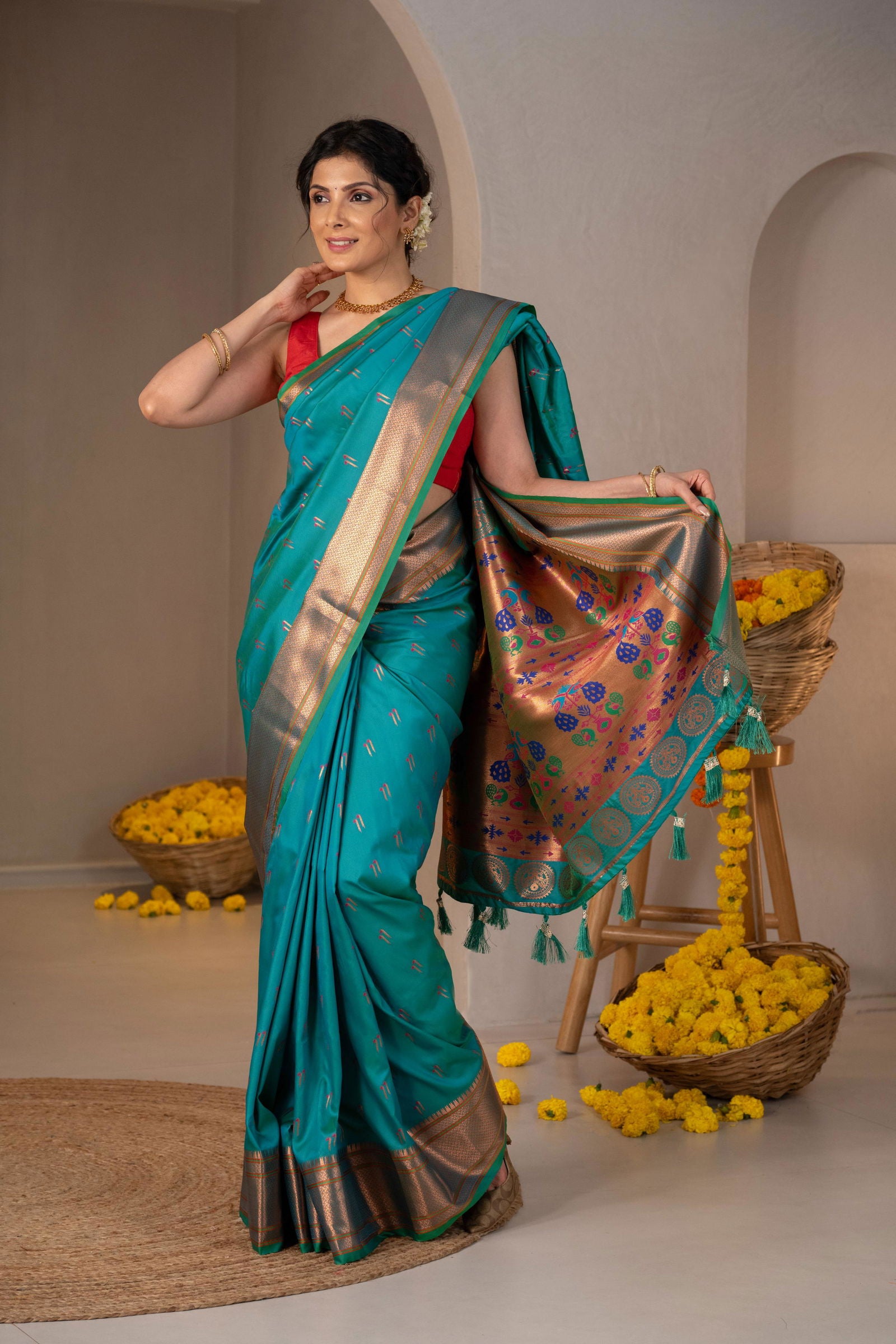 Pushpavalli Zari Silk Saree - Keya Studio