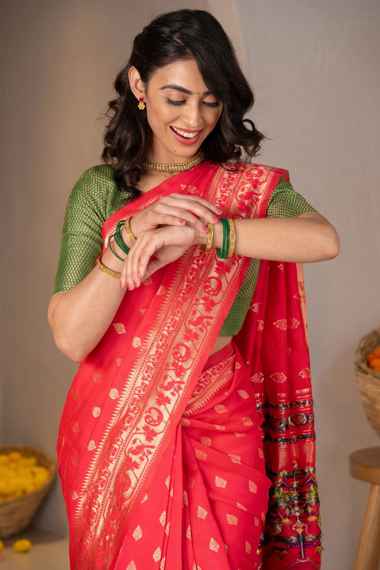 Rangriti Zari Polka Silk Saree - Keya Studio