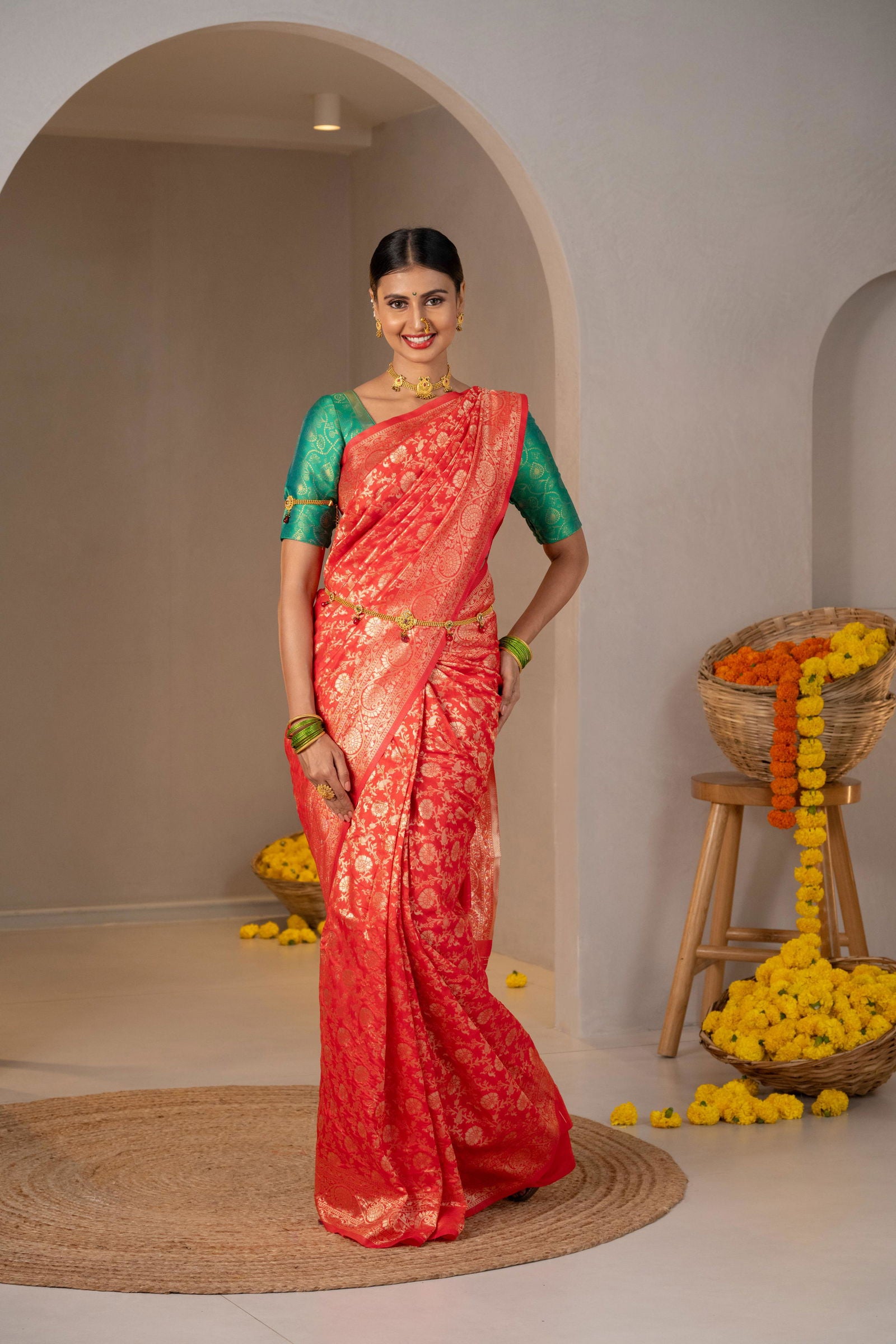 Vanashree Floral Zari Silk Saree - Keya Studio