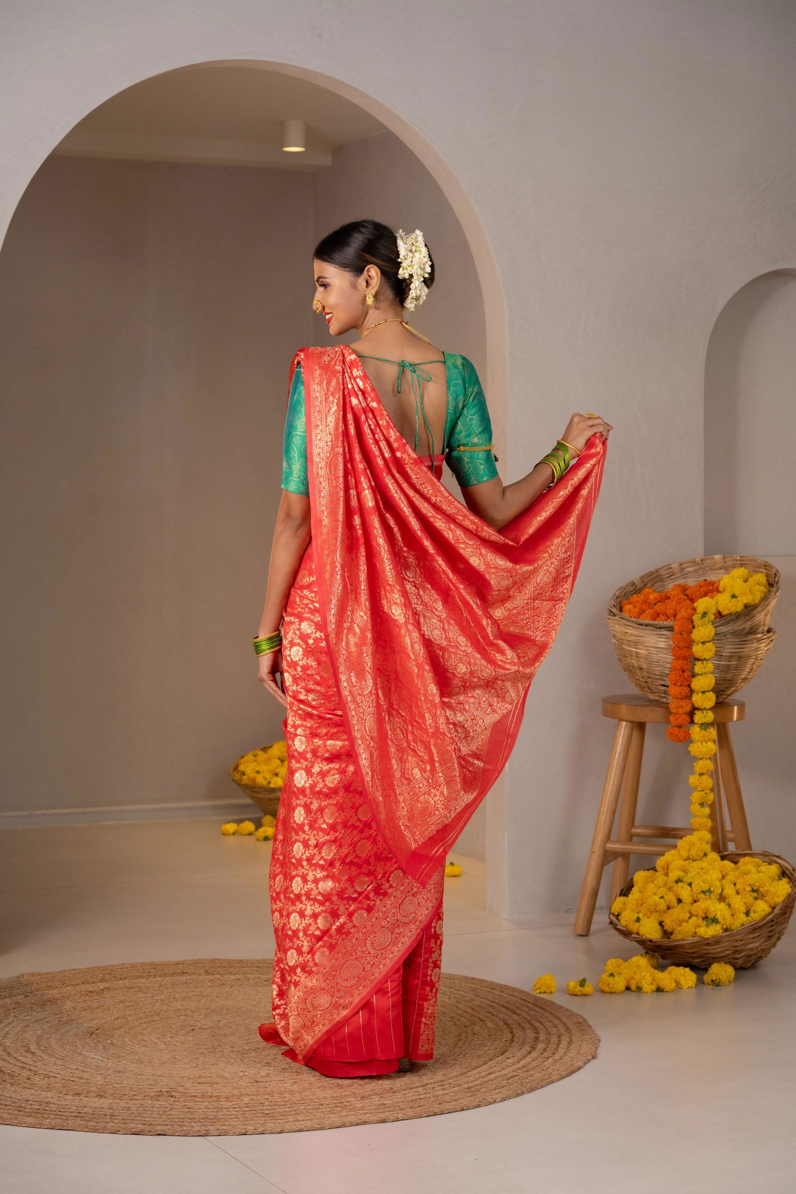 Vanashree Floral Zari Silk Saree - Keya Studio