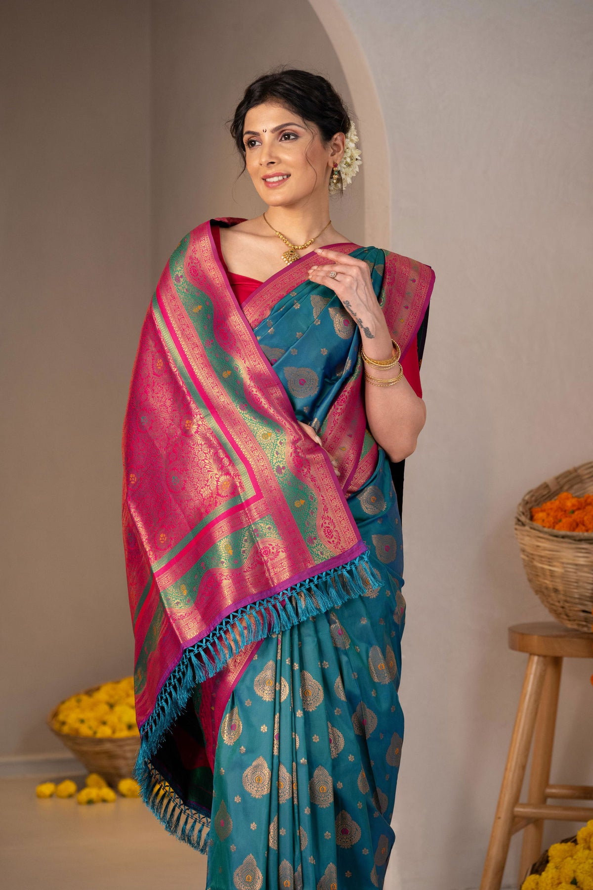 Vande Bharat Zari Silk Saree - Keya Studio