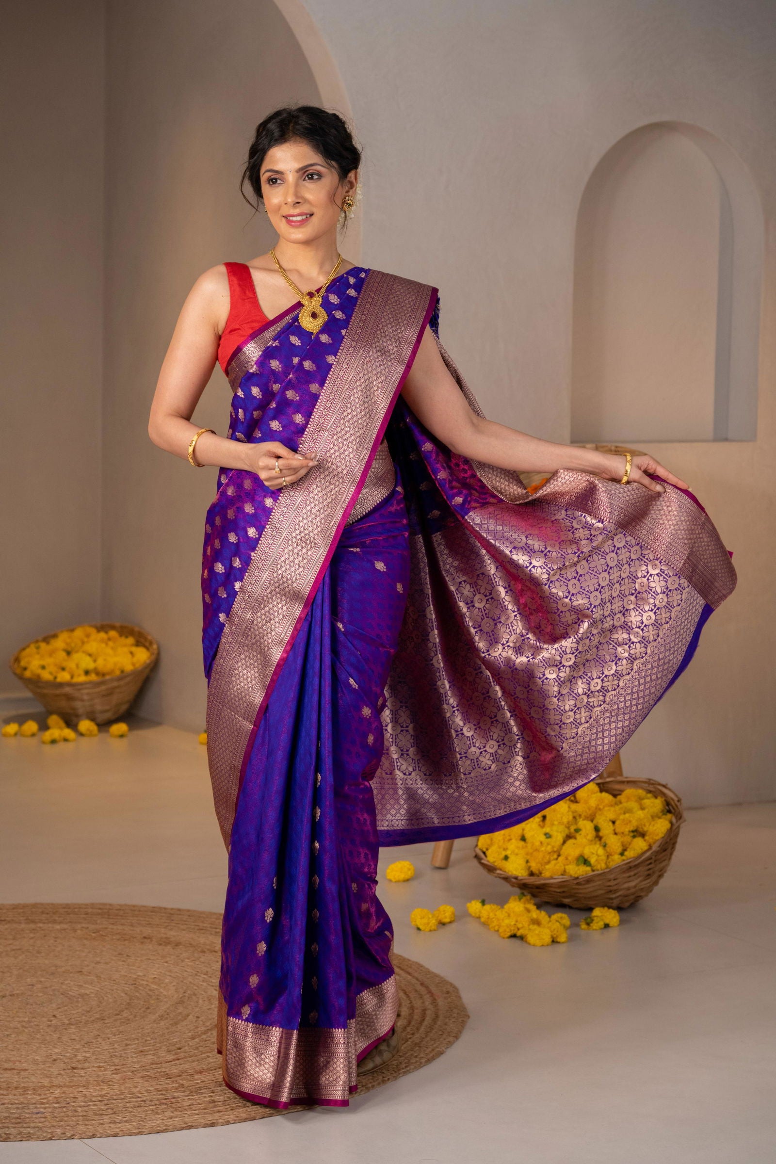 Vrinda Zari Buti Silk Saree - Keya Studio