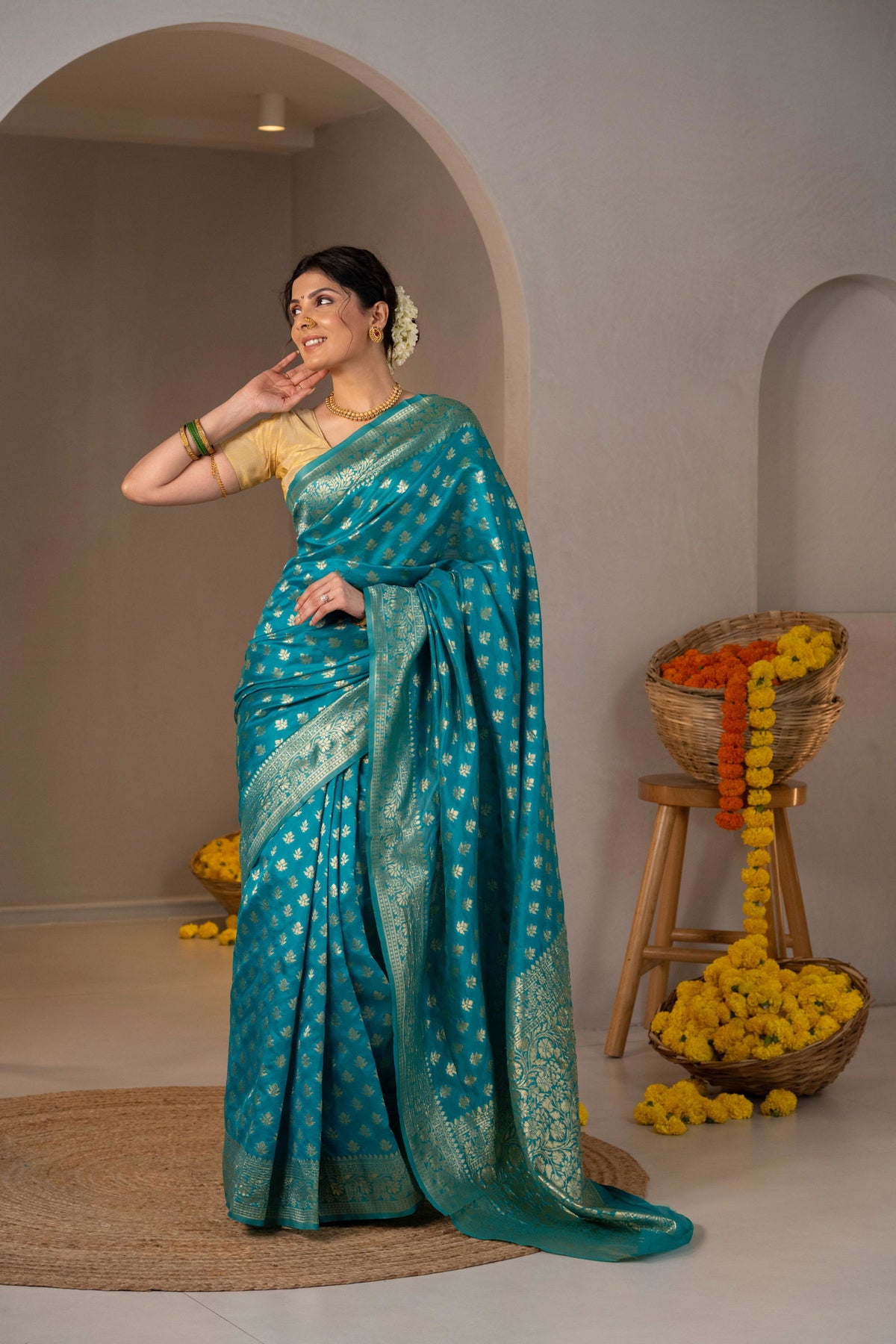 Yogini Zari Buti Silk Saree - Keya Studio