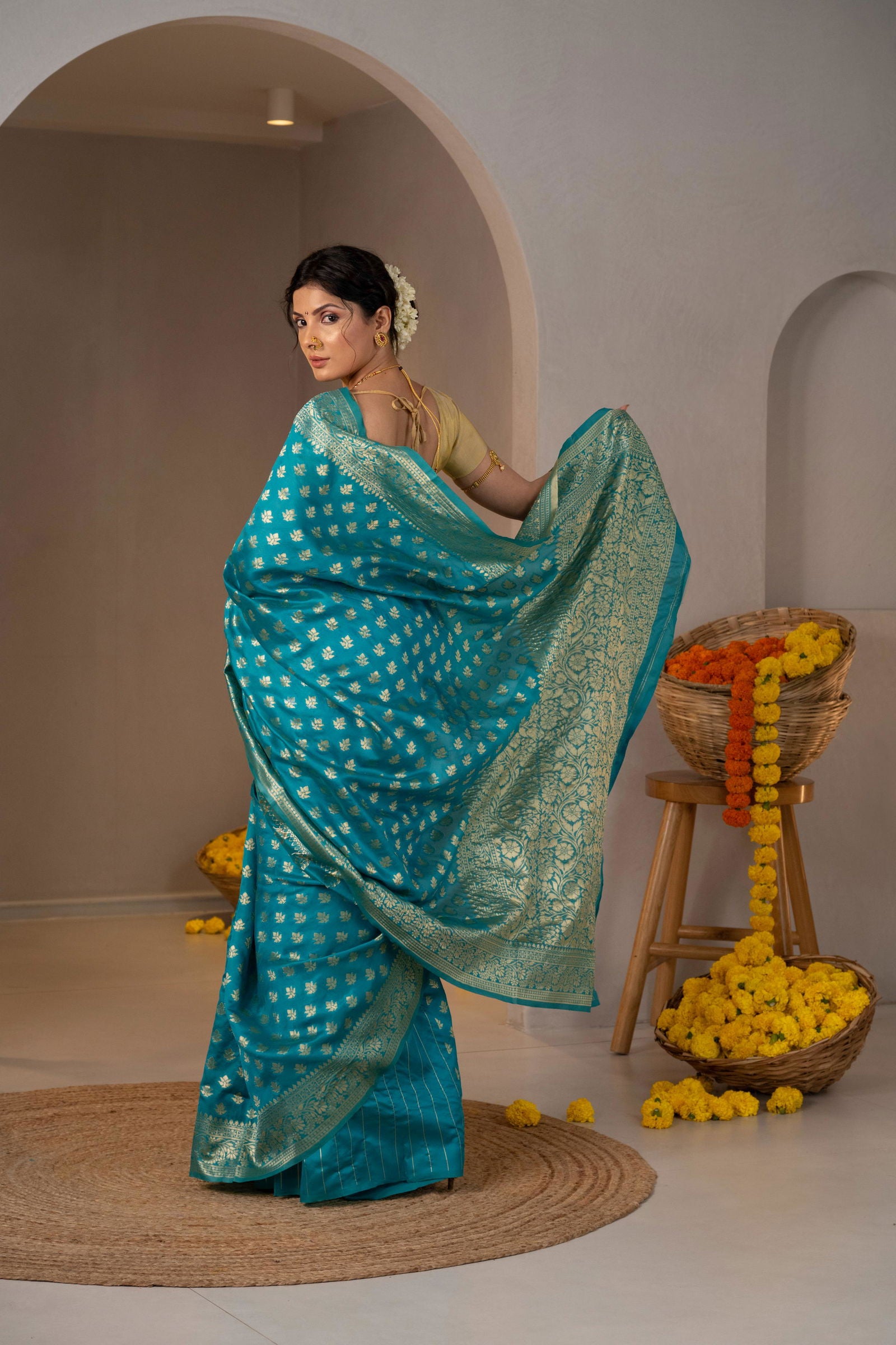 Yogini Zari Buti Silk Saree - Keya Studio