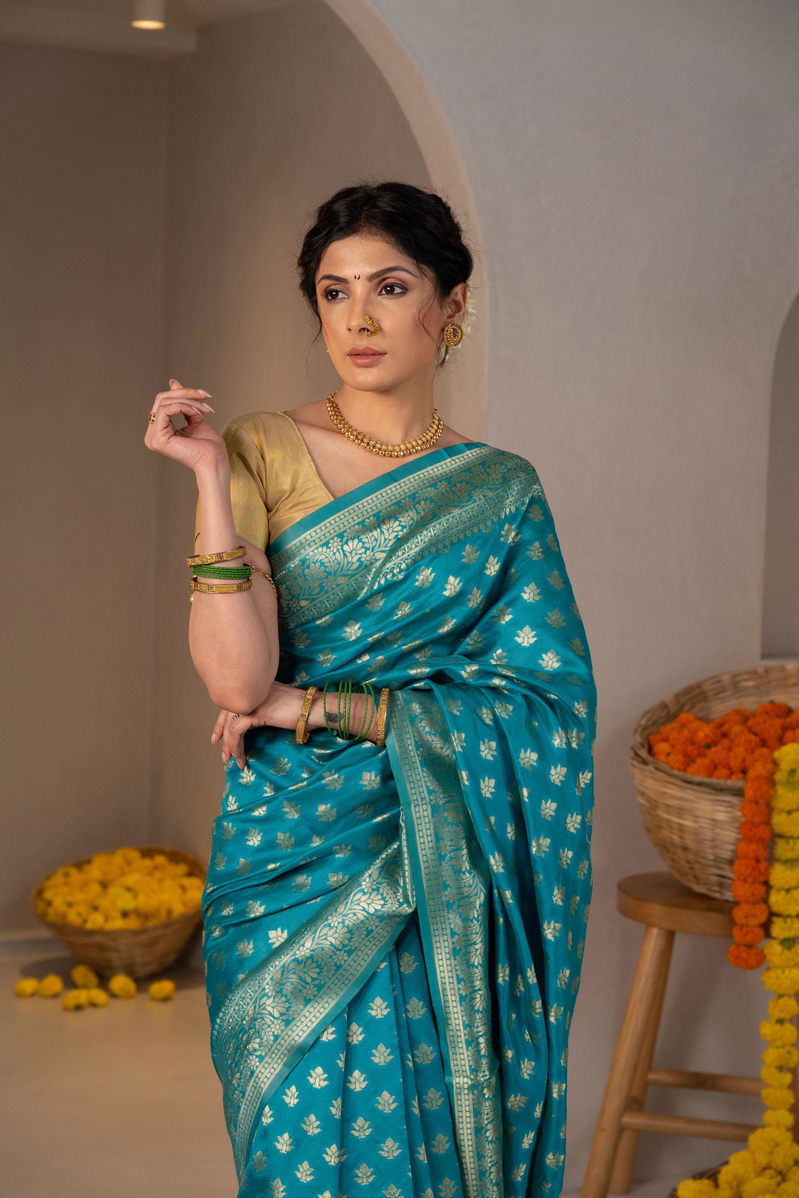 Yogini Zari Buti Silk Saree - Keya Studio